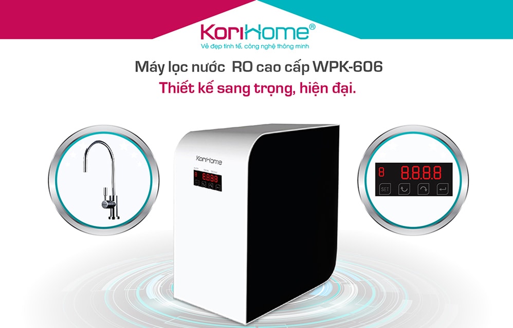 Máy lọc cao cấp Korihome WPK-606 có thiết kế cực kì nhỏ gọn đẹp mắt