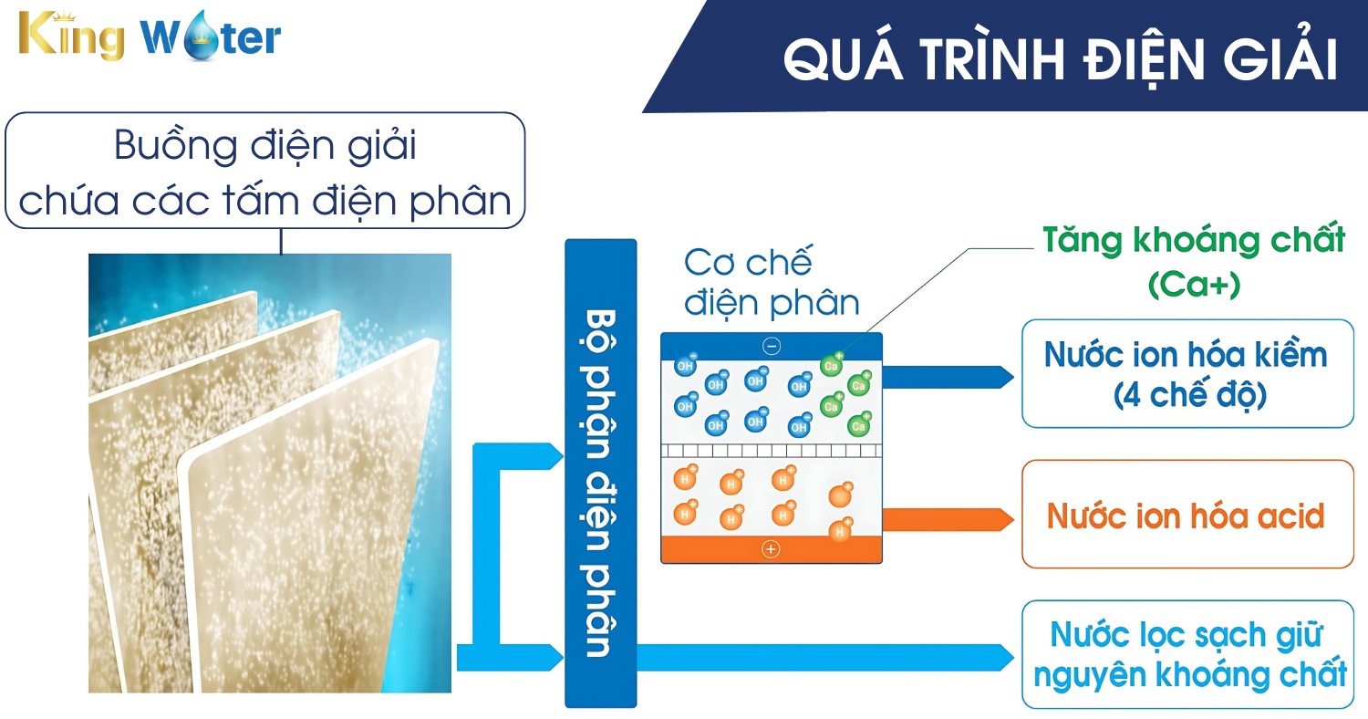 Quá trình điện phân của máy lojcn nước ion kiềm Cleansui EU301