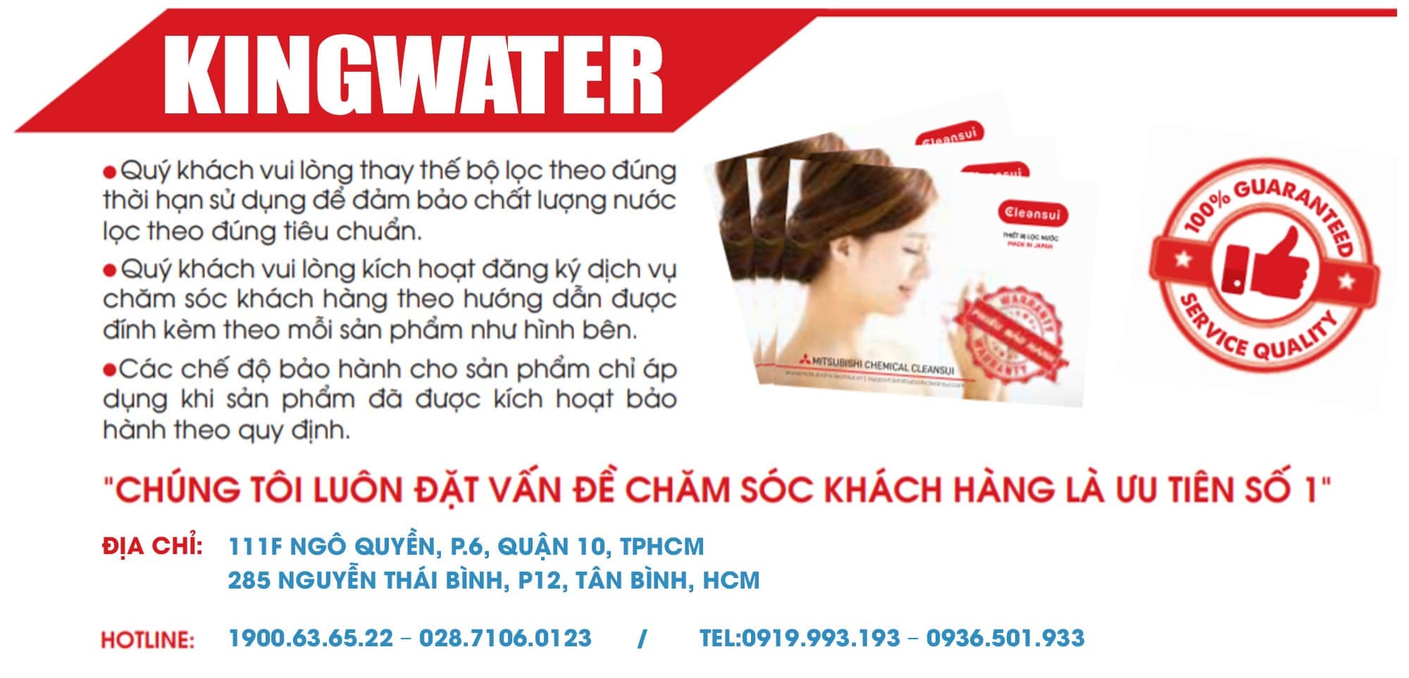 KingWater là địa chỉ tin cậy uy tín với hơn 8 năm kinh nghiệm phân phối máy lọc Cleansui