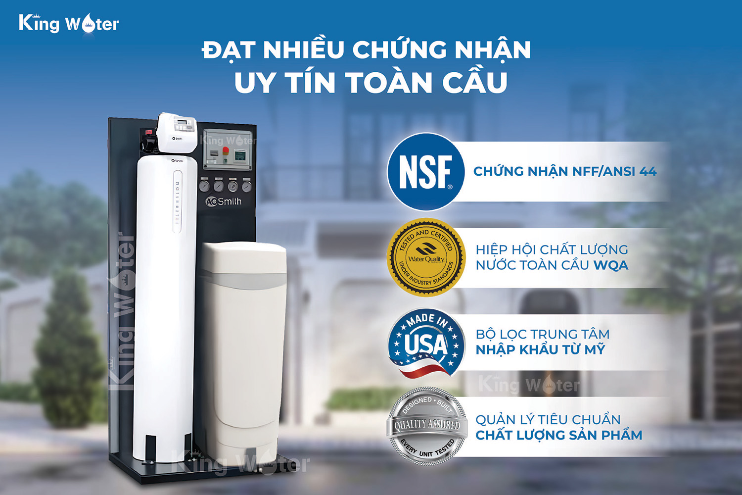 AoSmith System 103 được chứng nhận từ Tổ chức giám định NSF cao cấp