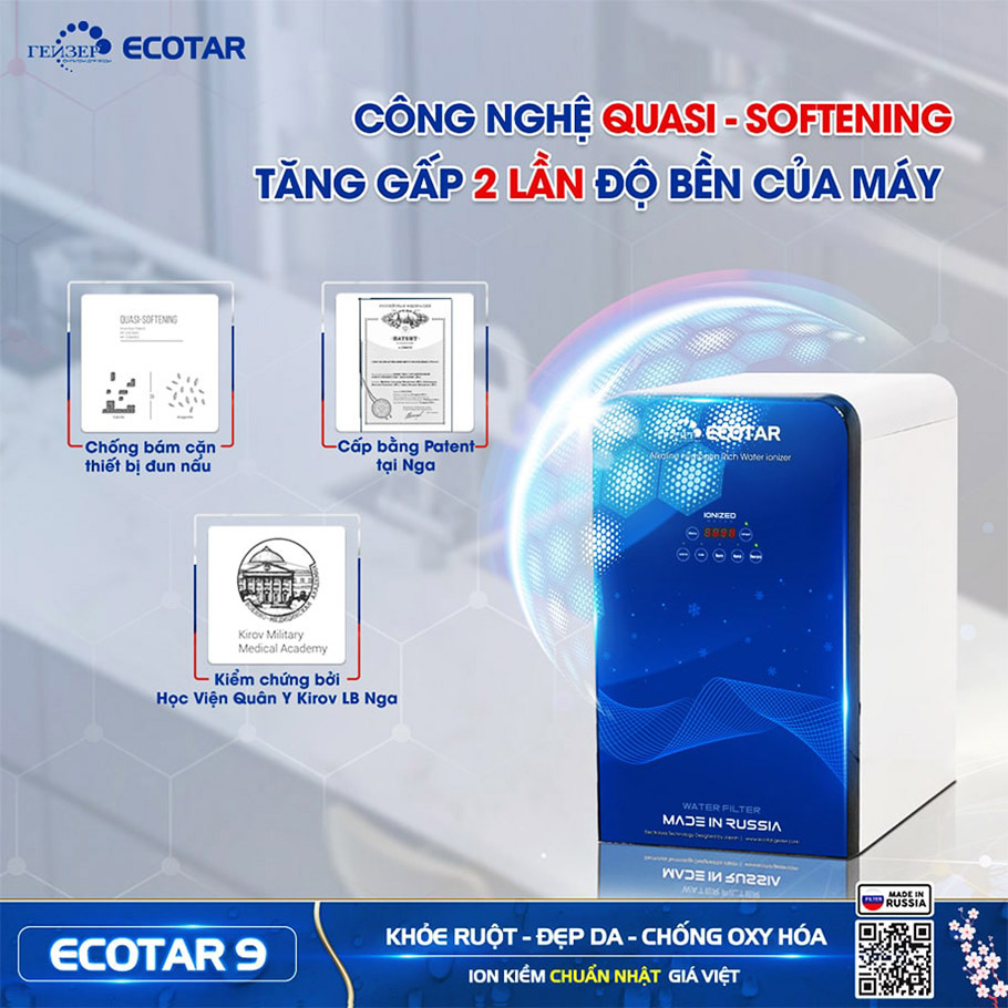 Công nghệ chống bám cặn điện cực Quasi-Softening được trang bị trên máy Geyser Ecotar 9