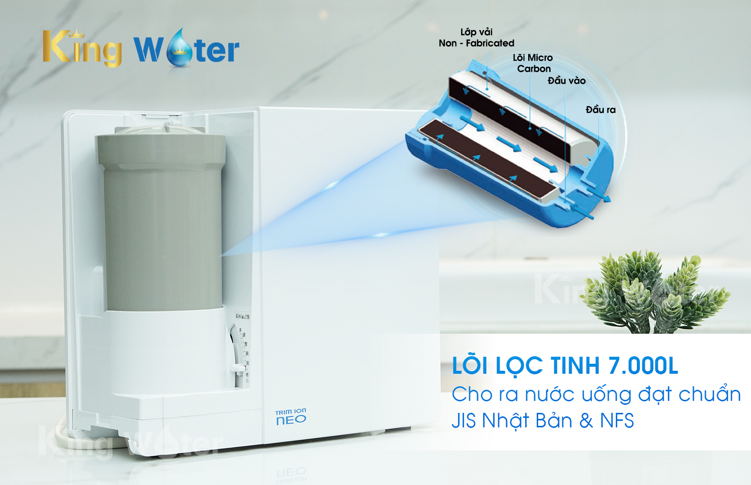 Lõi lọc tinh cho ra nước uống đạt tiêu chuẩn JIS Nhật Bản