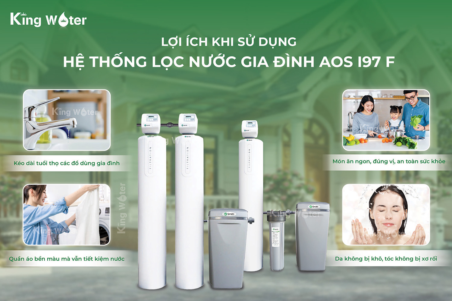 Sử dụng máy lọc nước AoSmith AOS i97 F giúp bảo vệ sức khỏe gia đình bạn. 